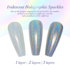 AZUREBEAUTY vernis holographique argent, effet irisé qui brille en soirée