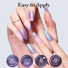 Pinceau-applicateur AzureBeauty facilitant l’application sans lampe ultraviolette.