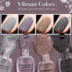 Vernis AZUREBEAUTY mat paillettes noir – style audacieux et profond.
