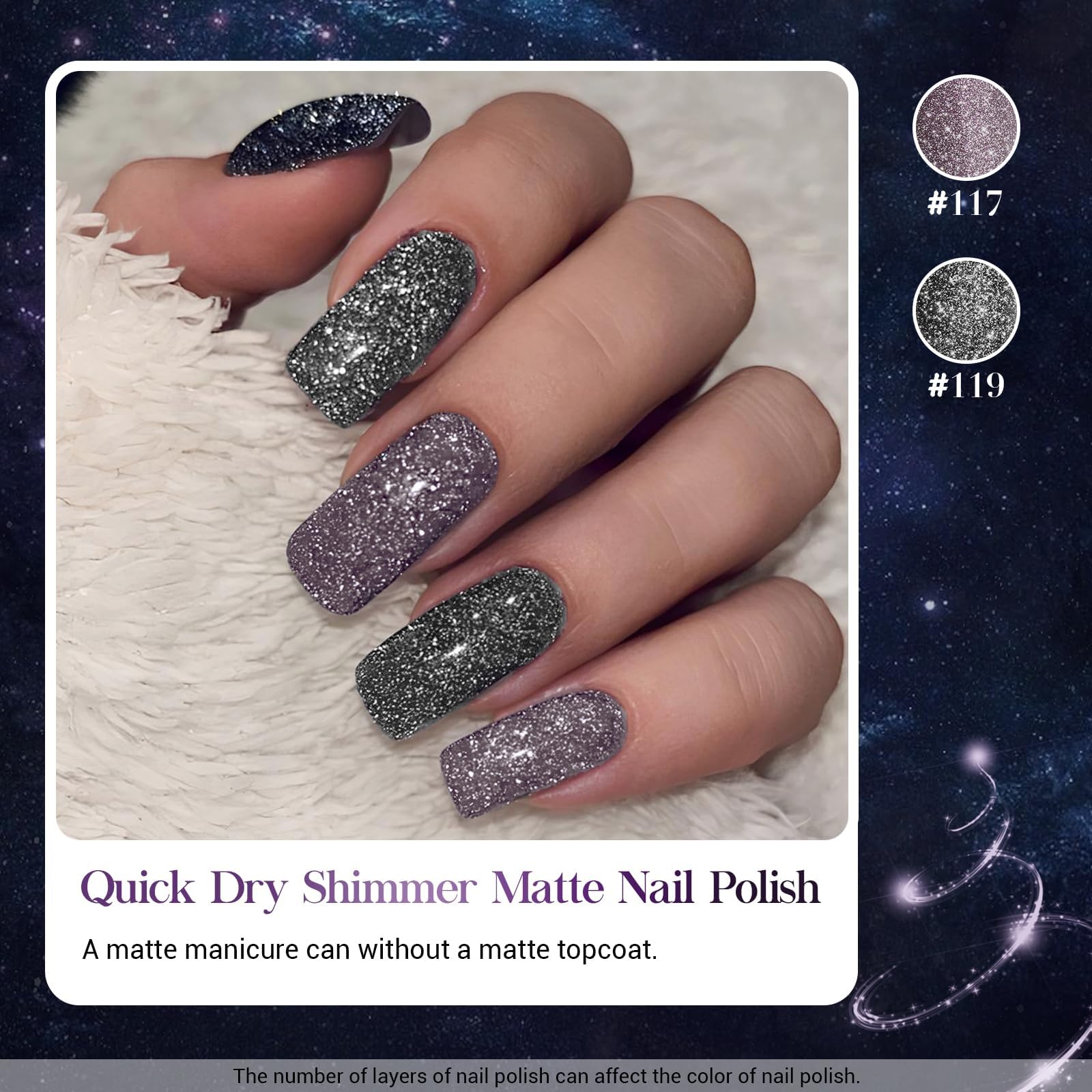 Vernis AZUREBEAUTY mat paillettes violet – couleur vibrante et tendance.