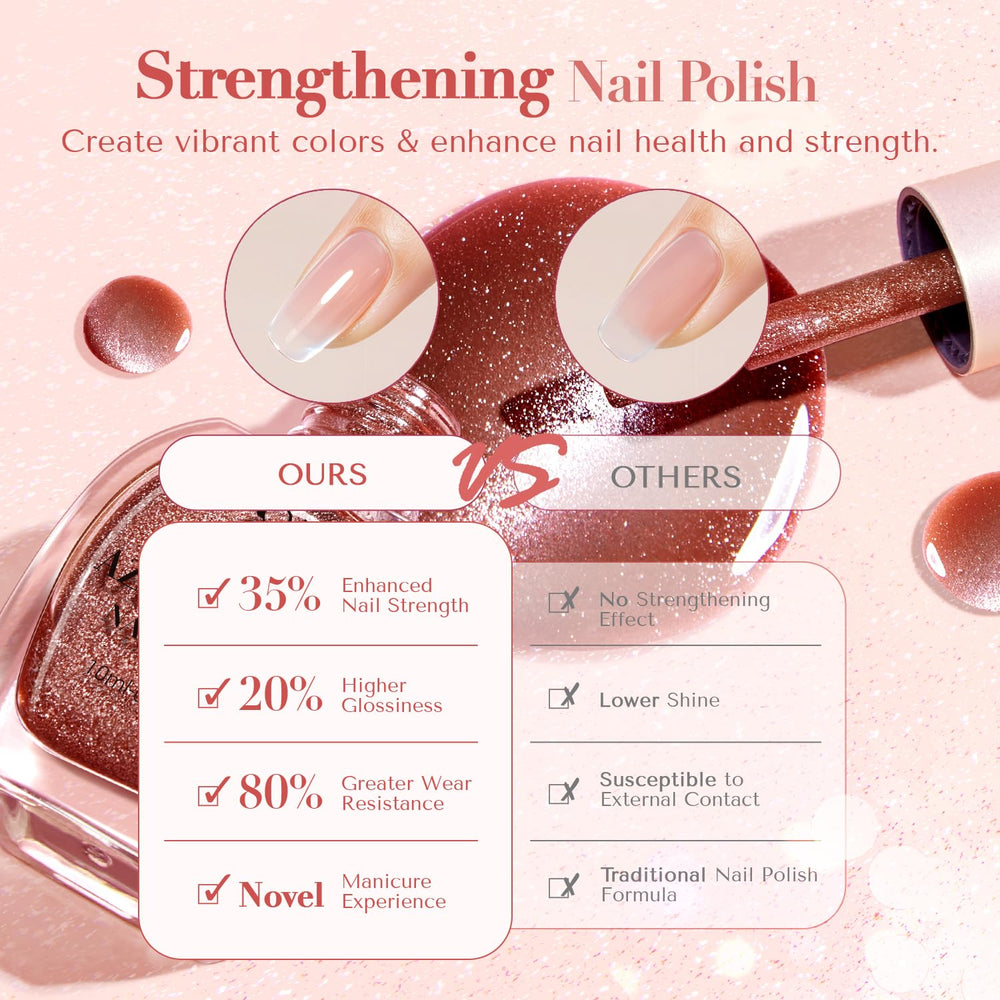 Vernis Nude Glitter AZUREBEAUTY: reflets subtils pour un style discret.
