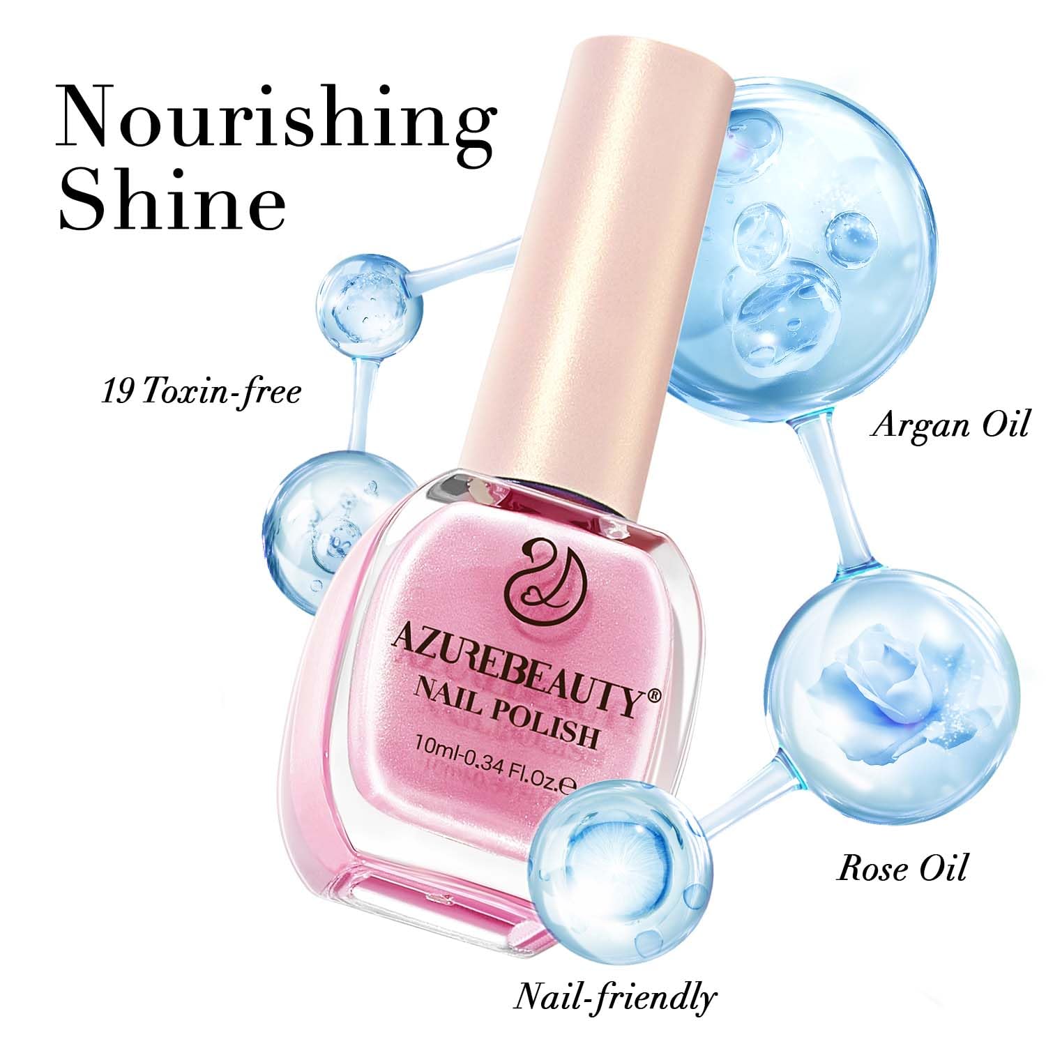 Bouteille 10ml d’AZUREBEAUTY Rose, idéale pour manucure maison et art des ongles.