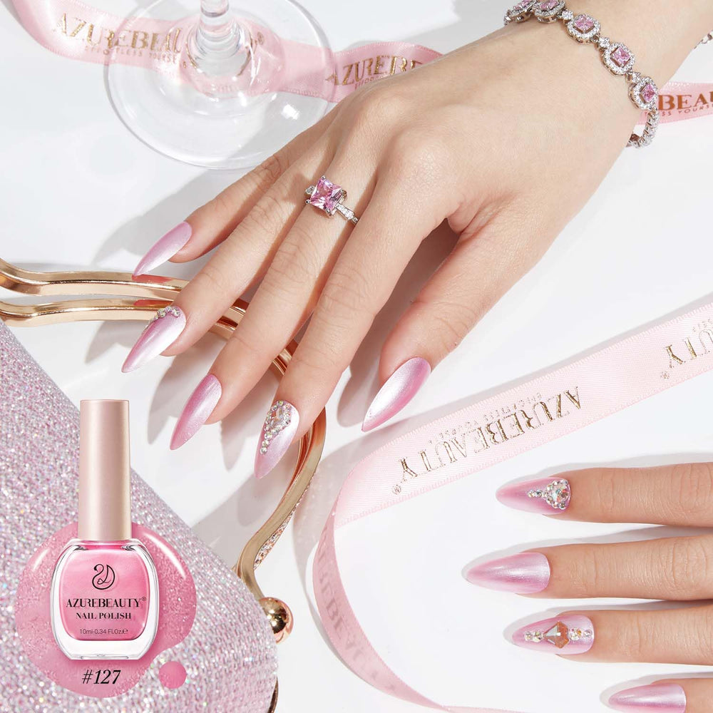 Vernis AzureBeauty Rose à brillance durable, tenue jusqu’à 7 jours.