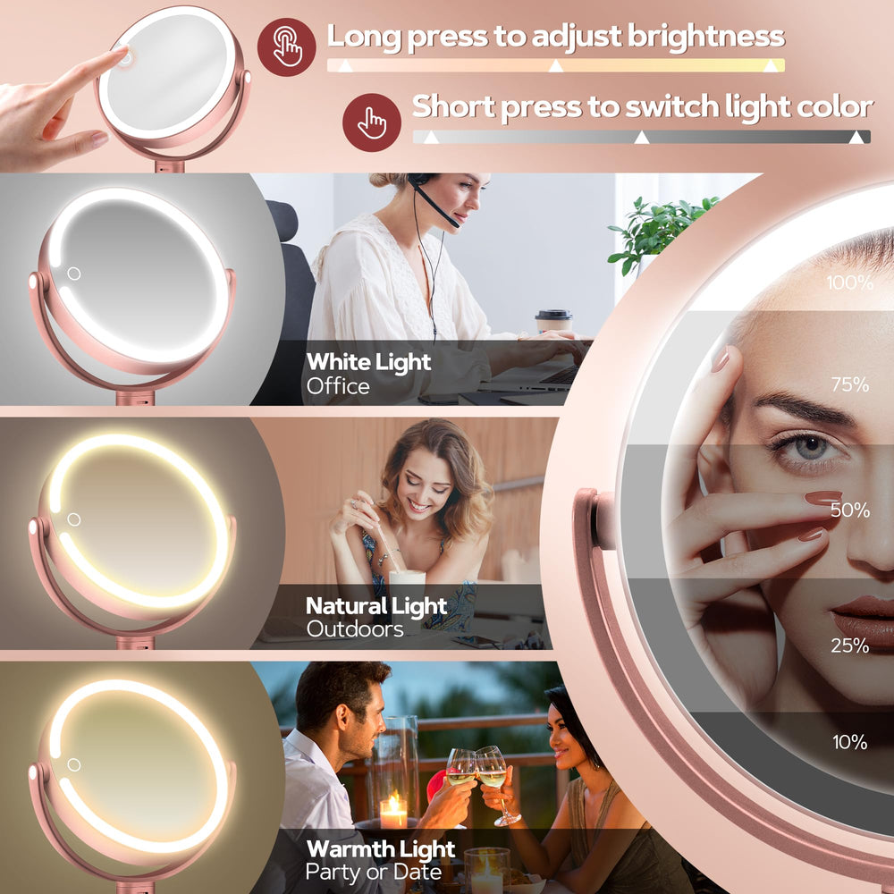Miroir B Beauty Planet batterie rechargeable 3000 mAh pour autonomie prolongée.