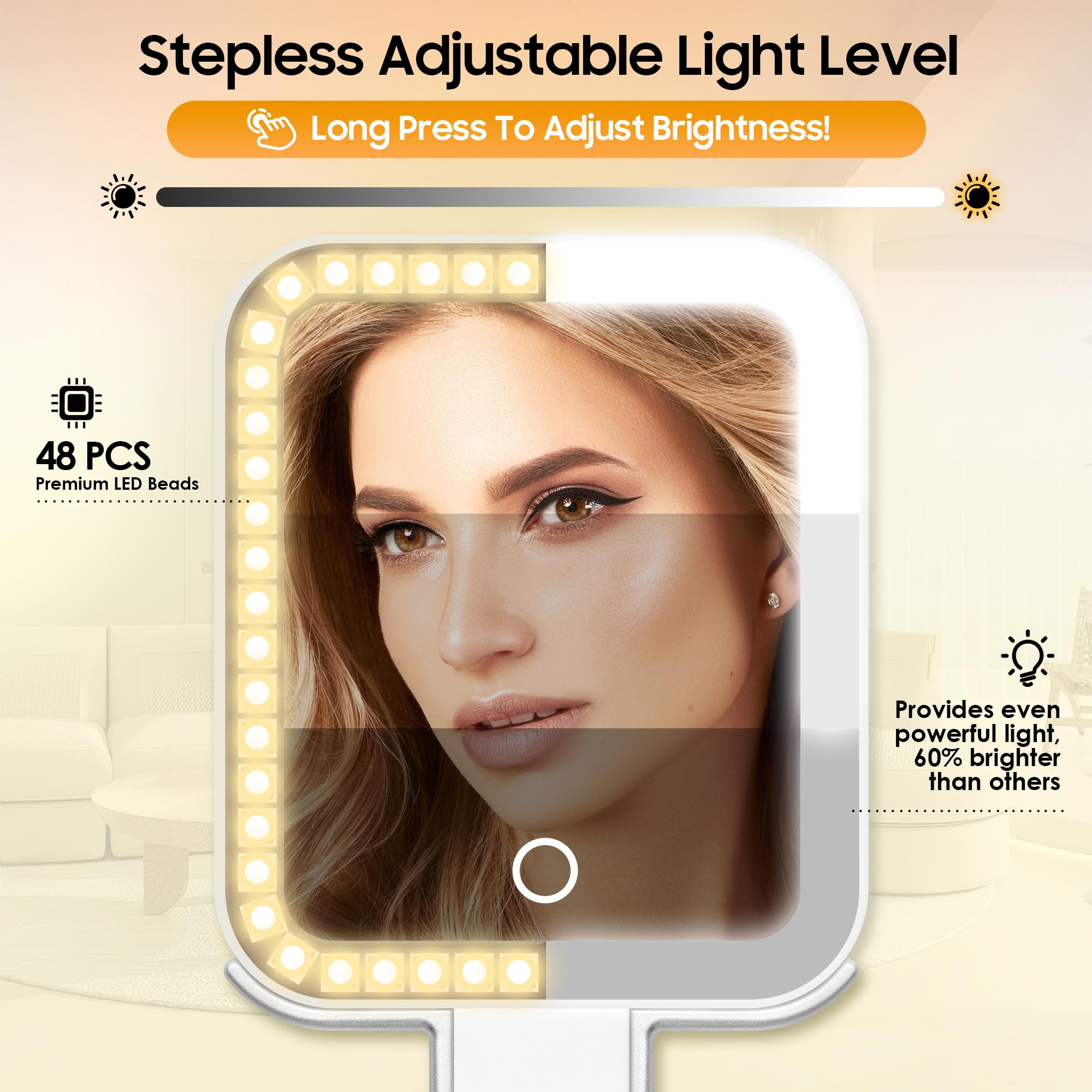 Brillance réglable sur le miroir B Beauty Planet pour différentes conditions.
