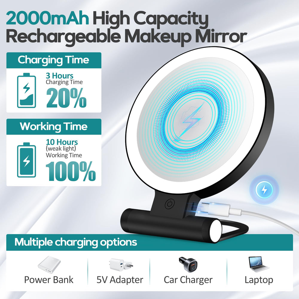 Charge USB-C du miroir B Beauty Planet pour une alimentation pratique.