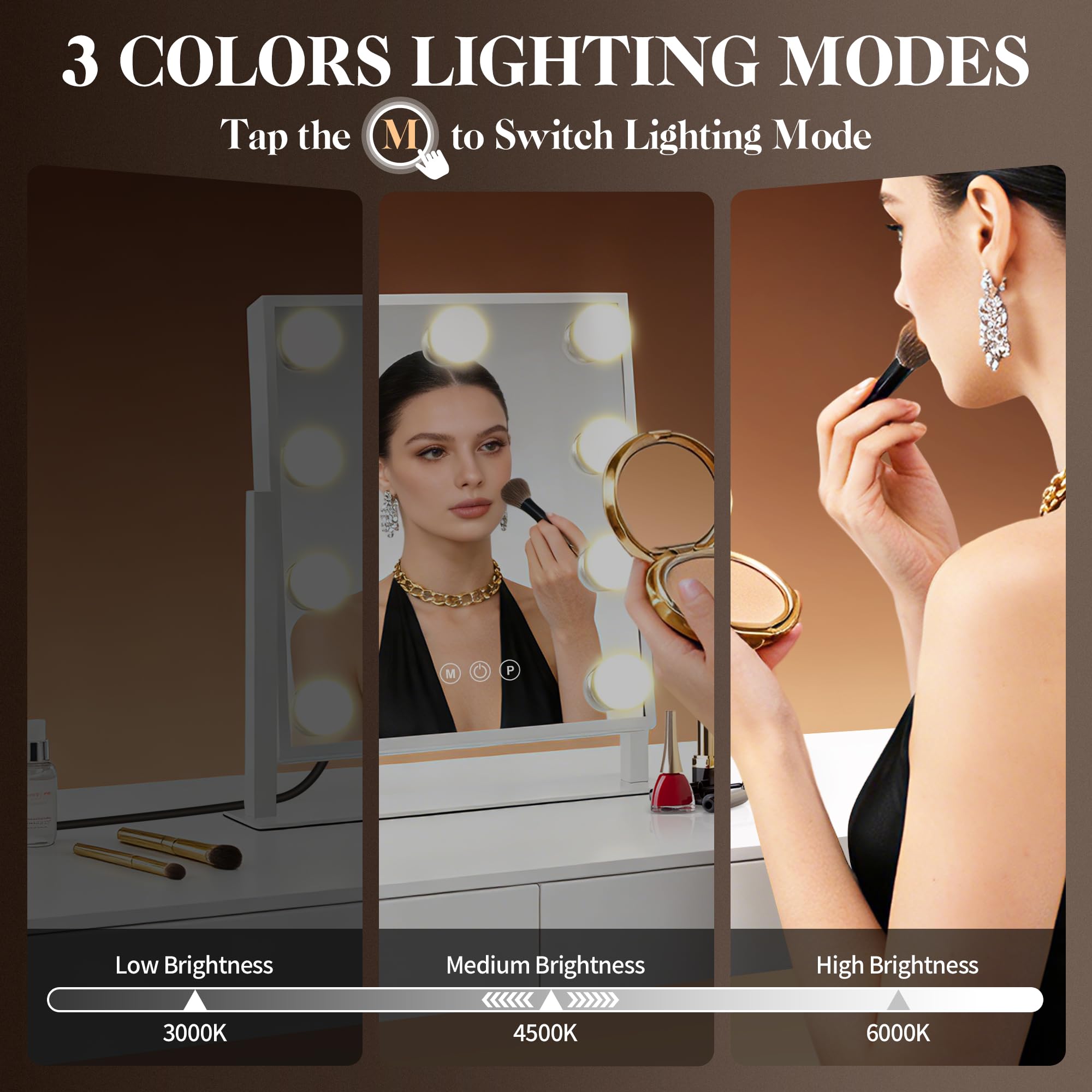 Contrôle tactile intelligent du miroir B Beauty Planet pour ajuster lumière