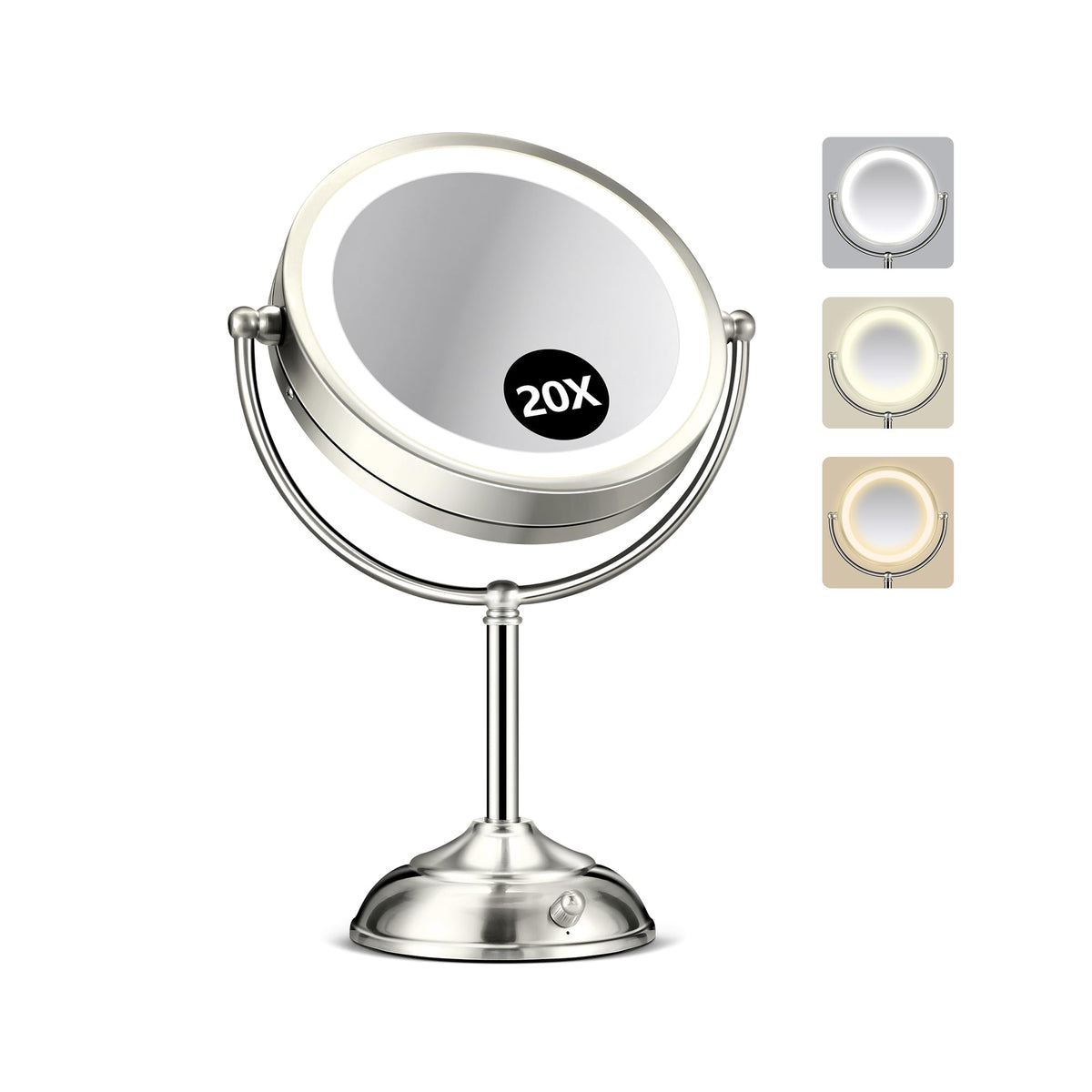 Miroir B Beauty Planet avec loupe 20x et éclairage pour détails précis.