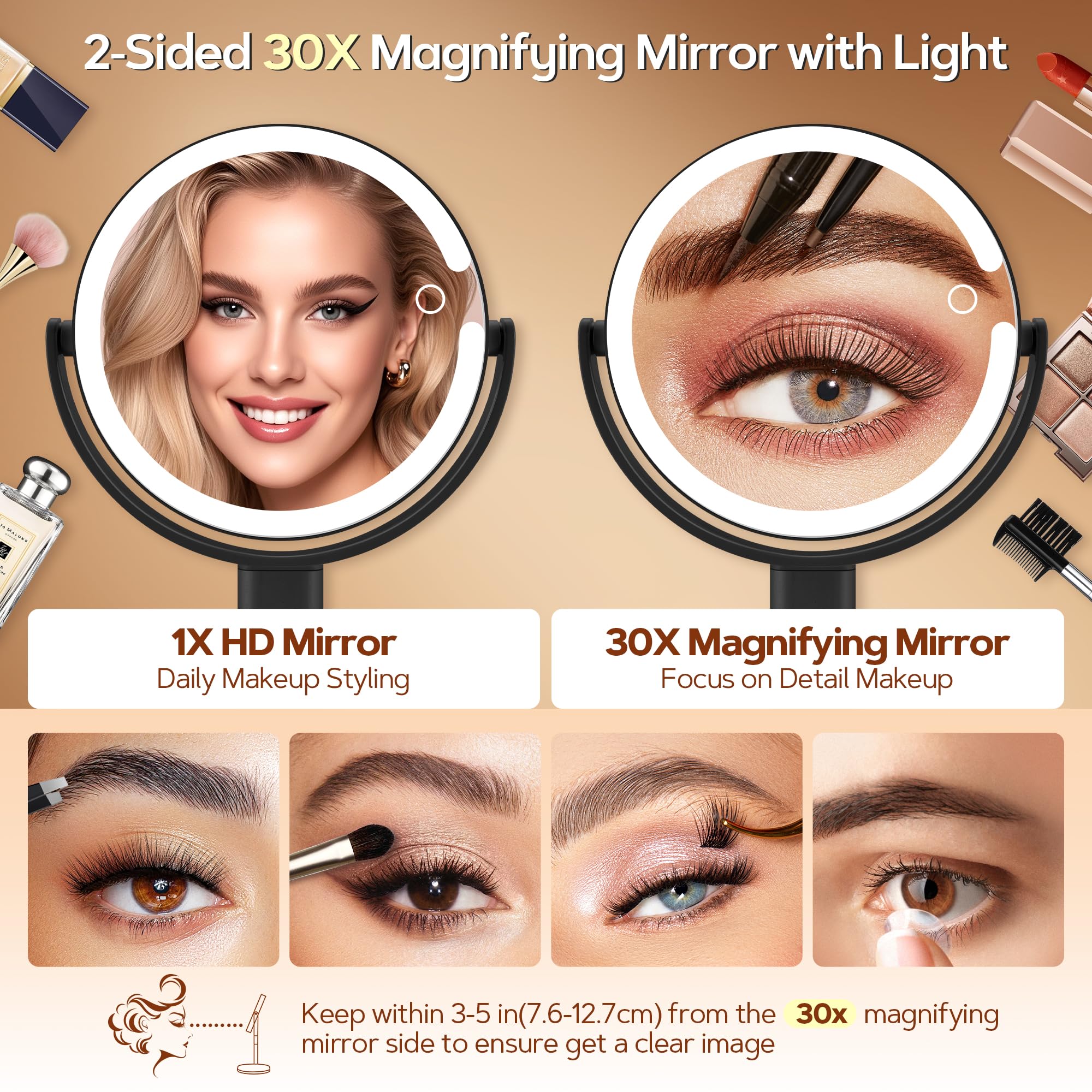 Miroir B Beauty Planet, éclairage triple mode pour rendu naturel