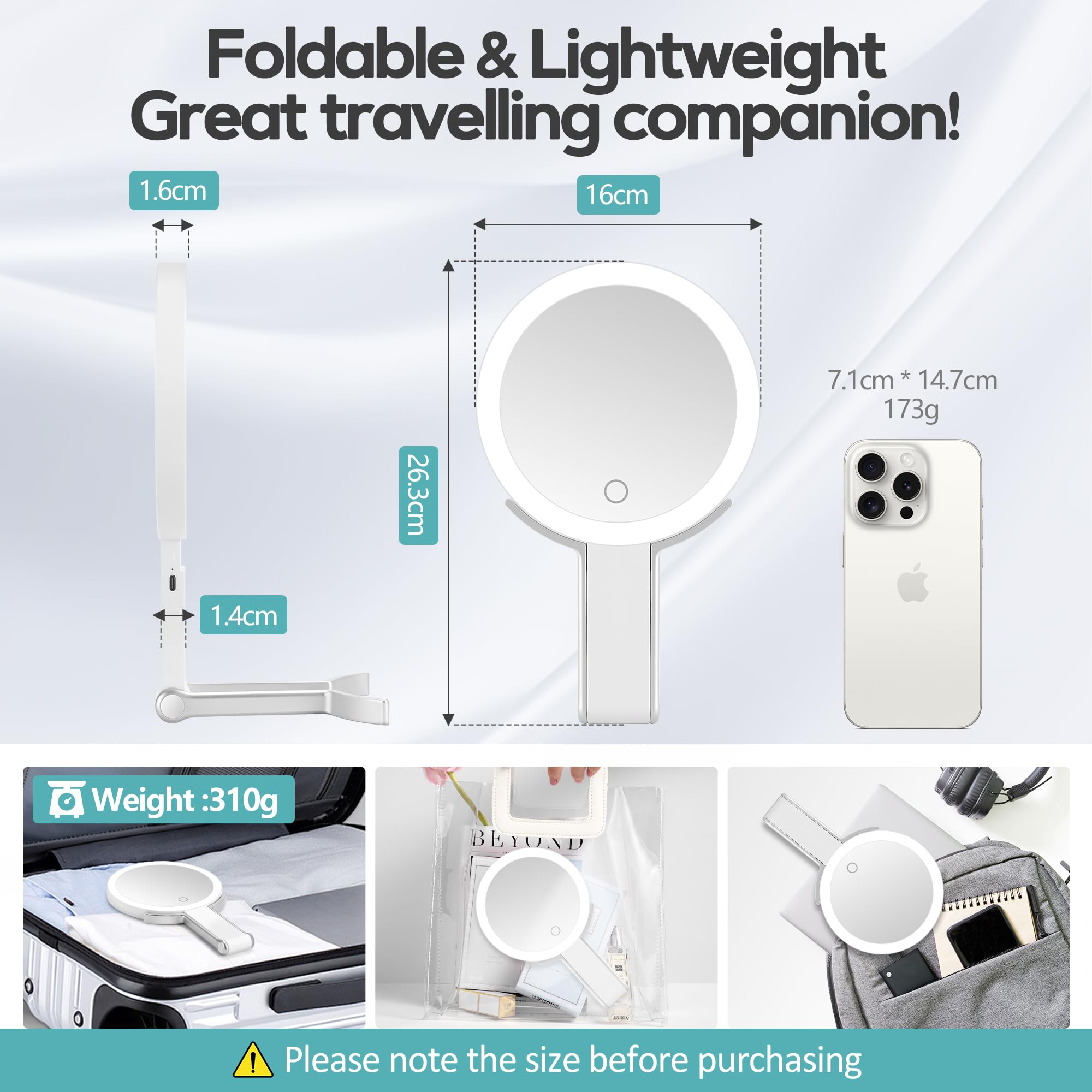 Miroir B Beauty Planet avec lumière tri-couleurs pour un rendu naturel.