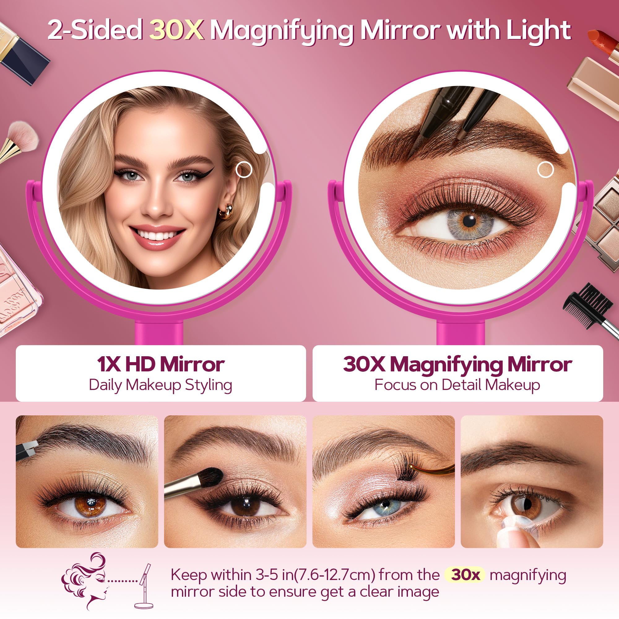 Éclairage LED triple mode du miroir B Beauty Planet pour trois ambiances.