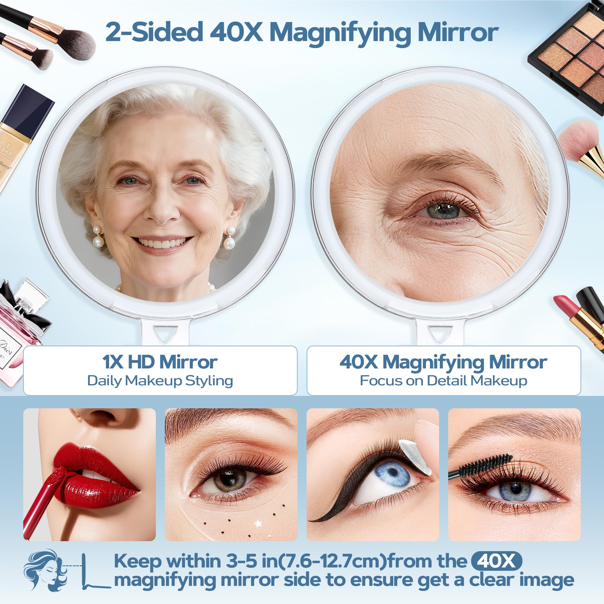 Miroir B Beauty Planet 1x face claire pour maquillage quotidien.