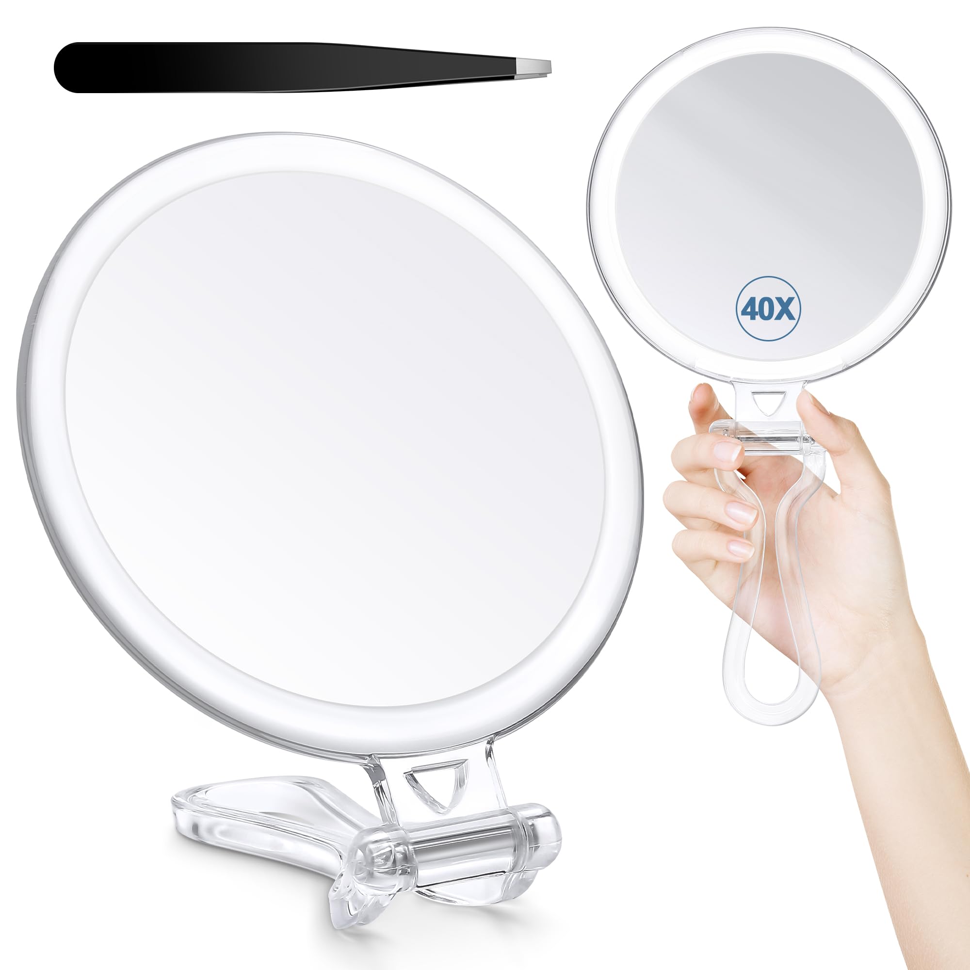 Miroir B Beauty Planet 40x avec poignée pour retouches précises.