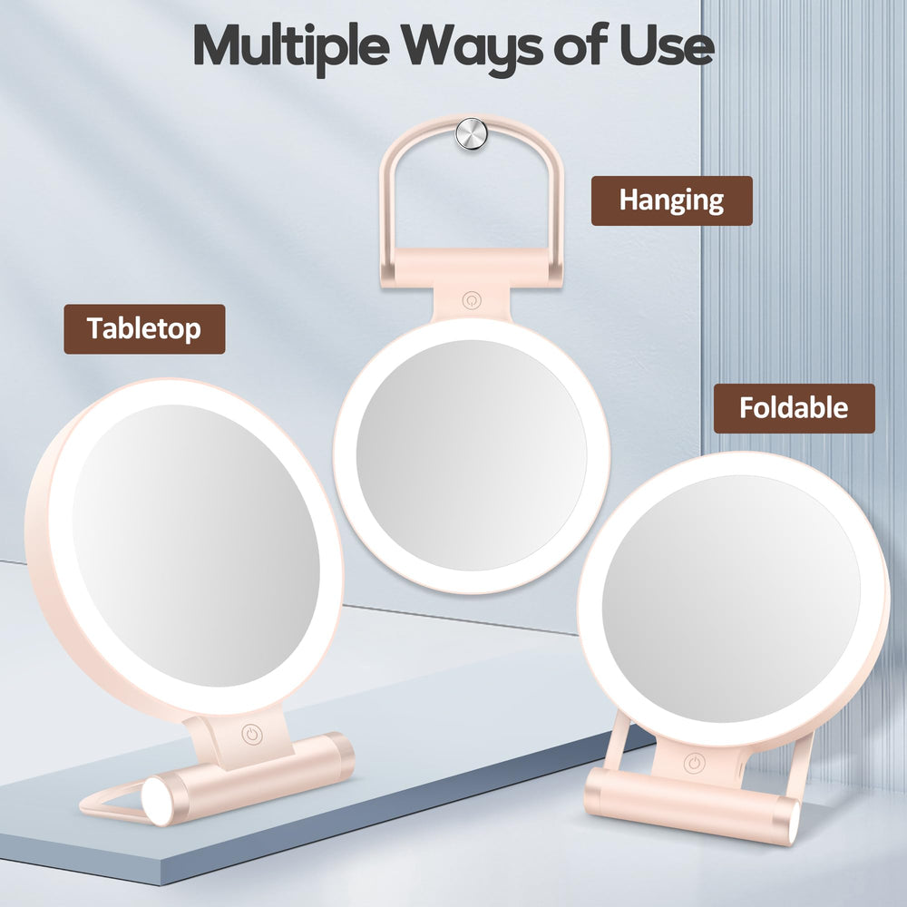 Finition rose et format compact, miroir de voyage B Beauty Planet.