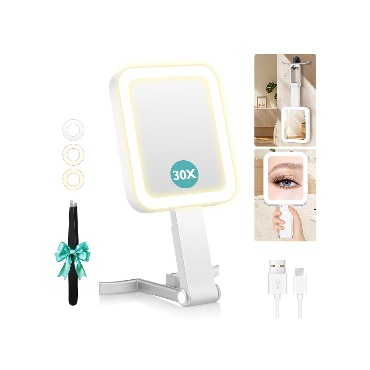 Miroir de voyage B Beauty Planet avec lumières pour retouches rapides.
