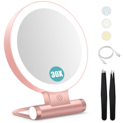 Miroir B Beauty Planet avec lumière 30x pour détails précis.