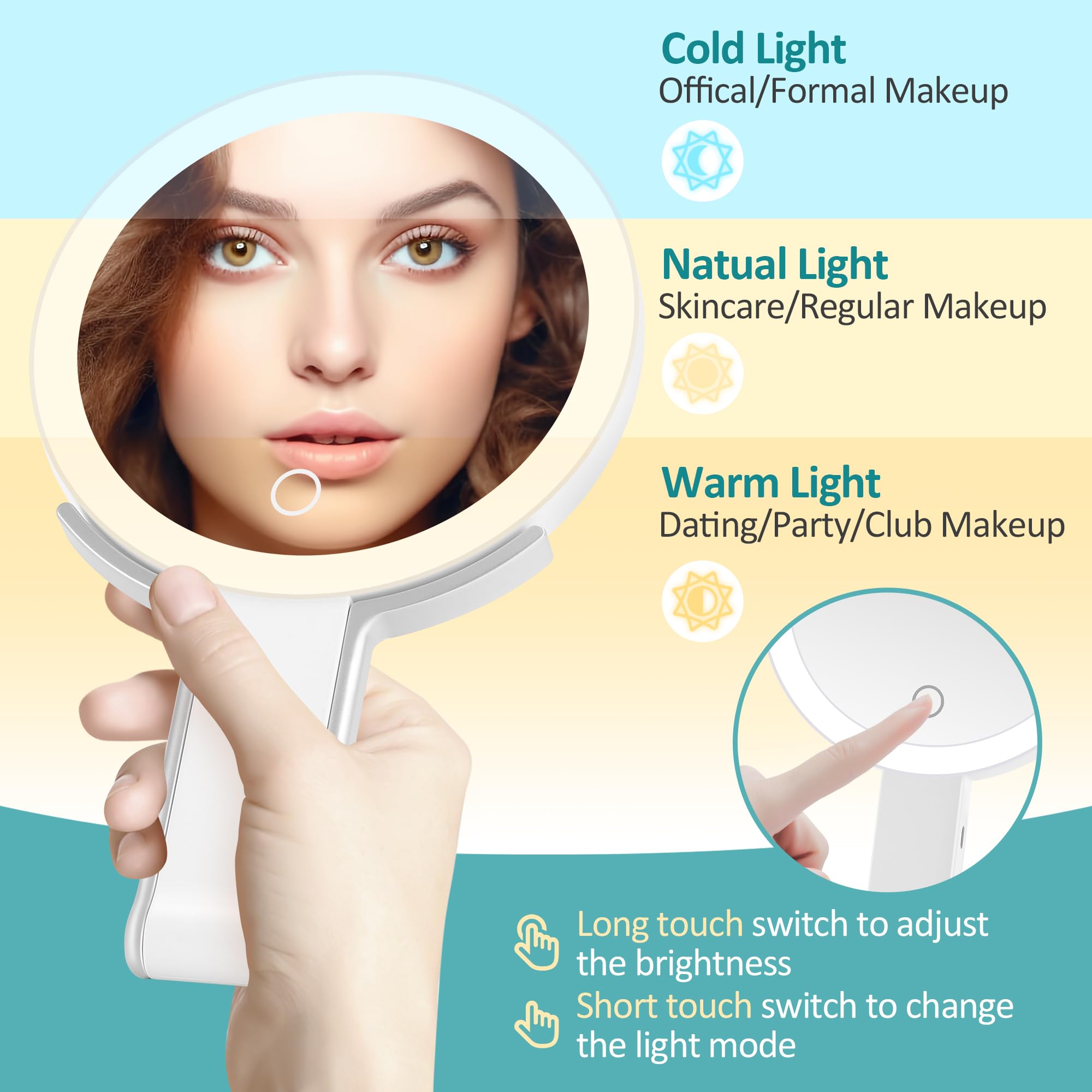 Miroir B Beauty Planet pliable et support réglable pour mains, table ou mur.