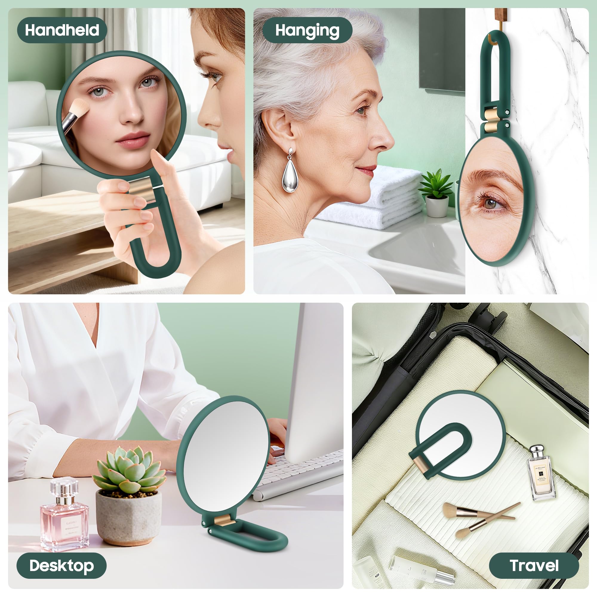 B Beauty Planet – miroir double-face vert, aide à viser précision lors du maquillage.