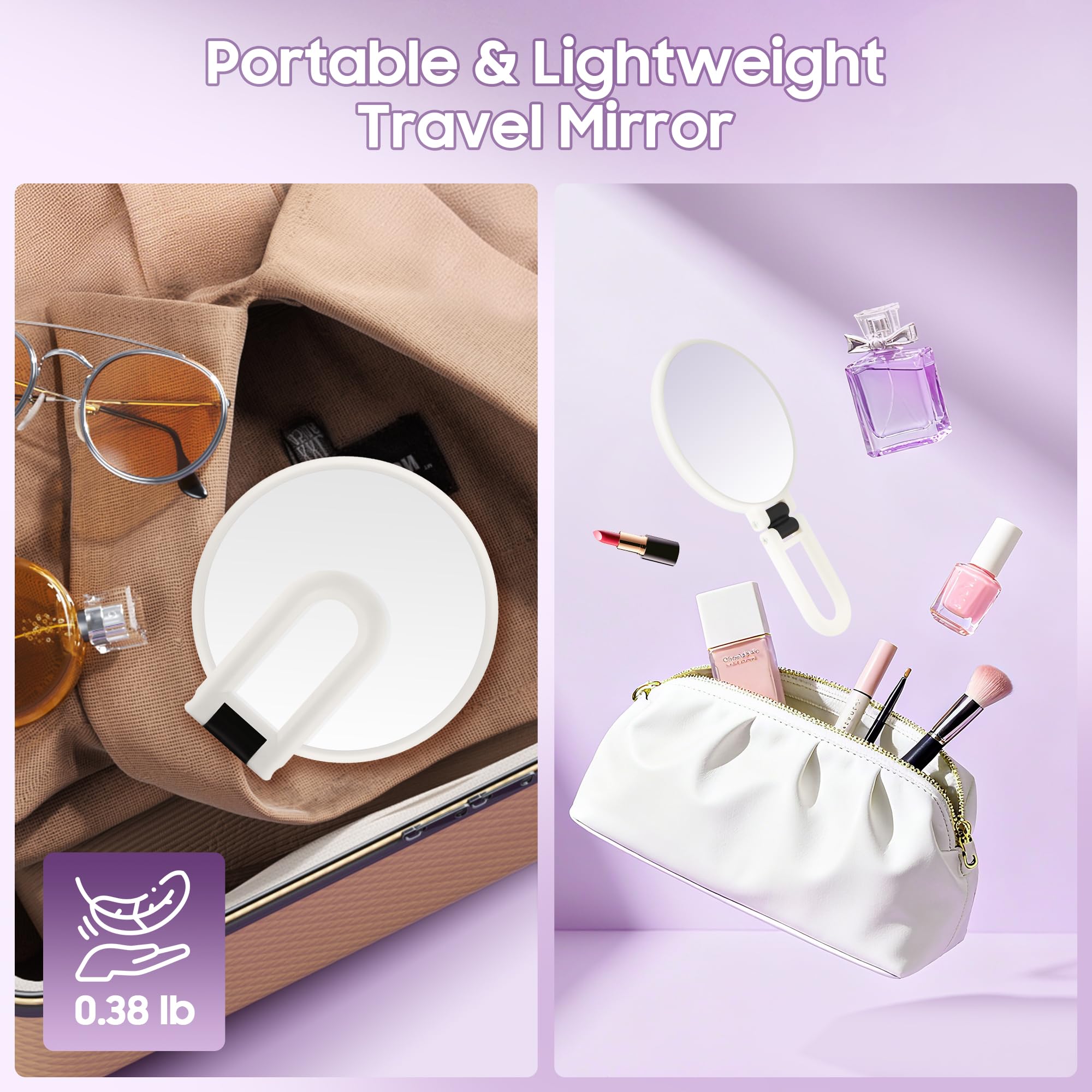 Miroir B Beauty Planet portable pour voyage et rangement.