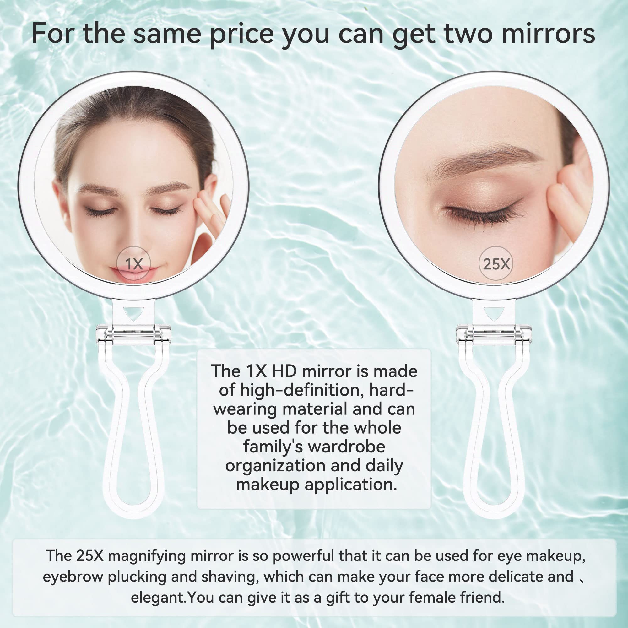 Miroir portable B Beauty Planet avec étui de transport pour voyage.