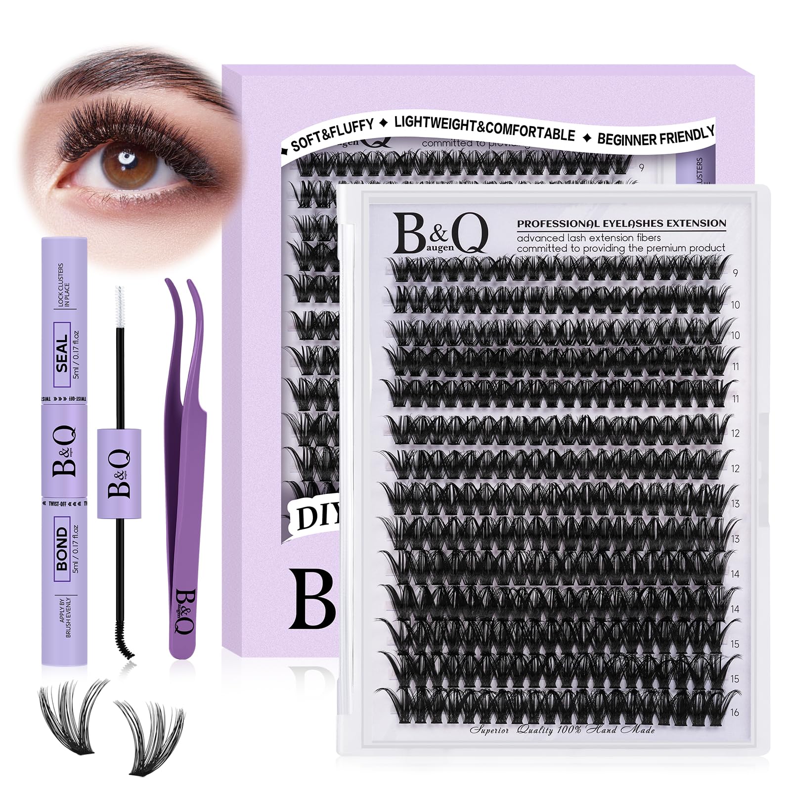 Kit B&Qaugen d'extensions cils: plateau 280 pièces pour varier les styles.