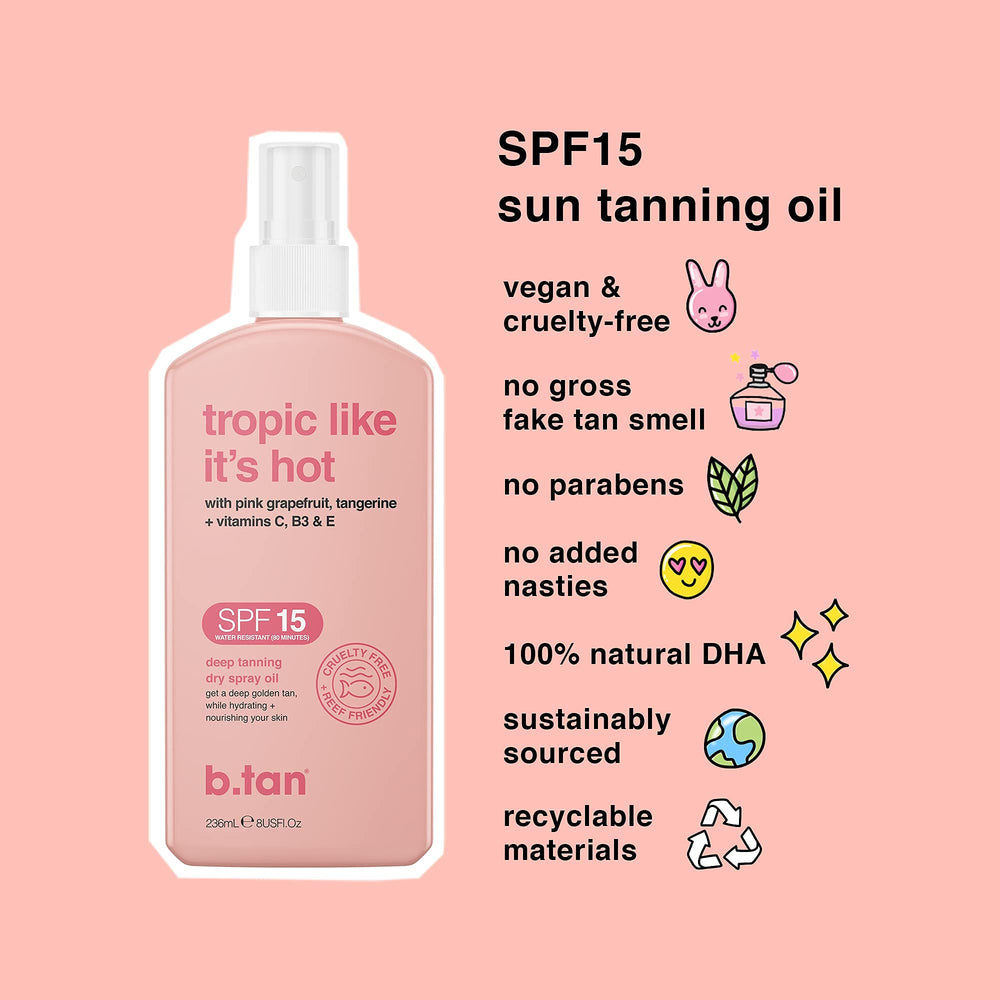 B.TAN huile bronezante au pamplemousse rose, soin et bronzage.