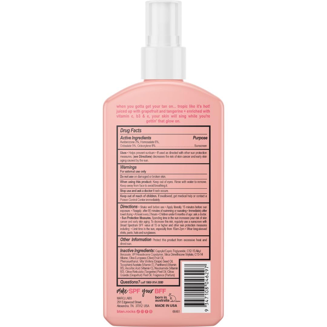 B.TAN SPF15 huile bronzante sèche bouteille 236ml prête à l’emploi.