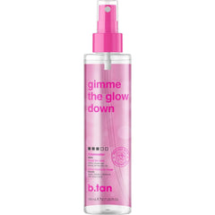 b.tan brume visage clair – bouteille visible et éclat progressif doux.