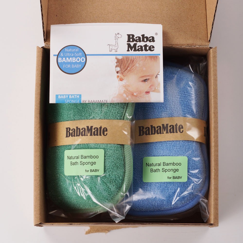 BabaMate éponge bain bébé, couleur bleue, séance de bain sûre et agréable