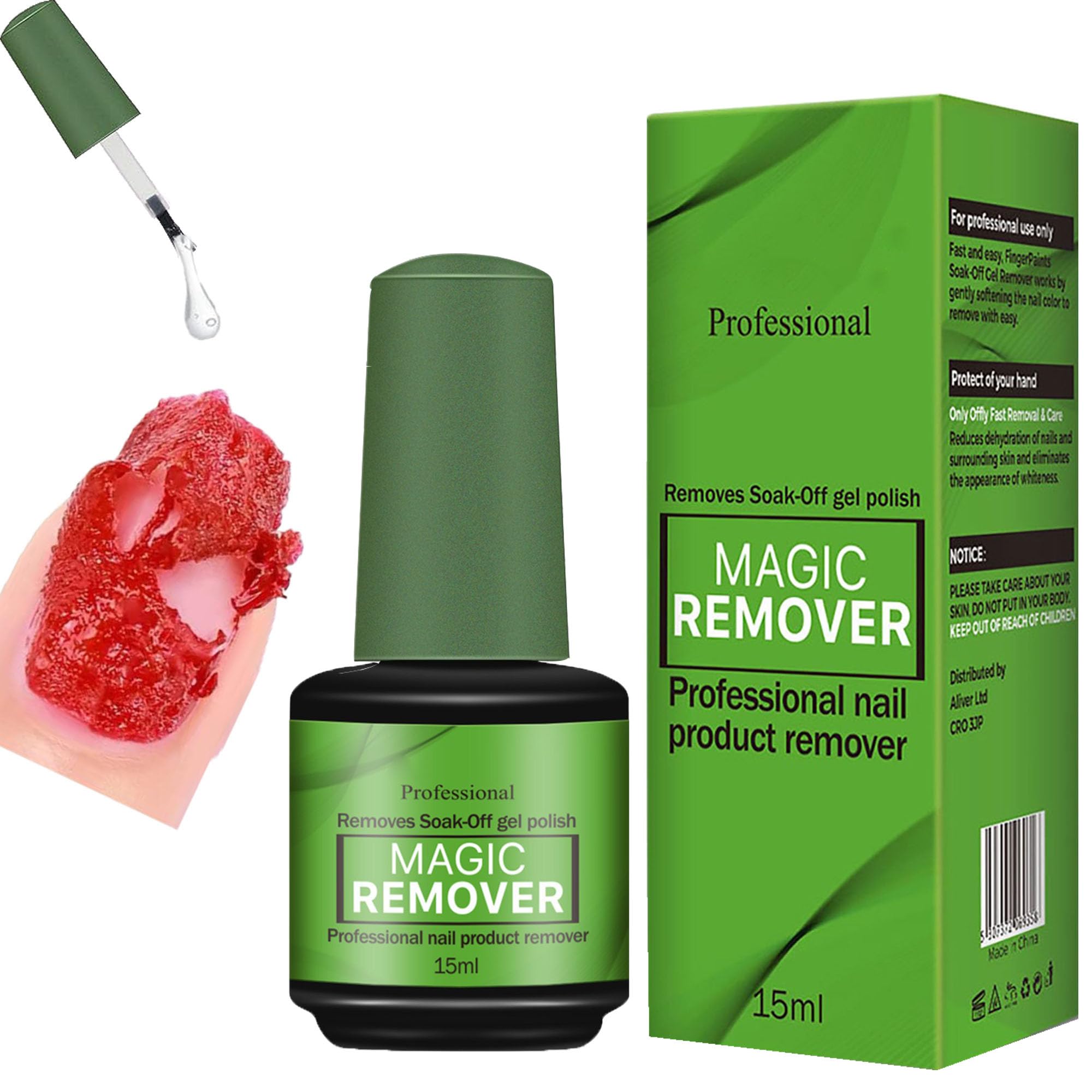 Babaroce dissolvant-vernis 15 ml sur étui compact facilitant les retouches à domicile.