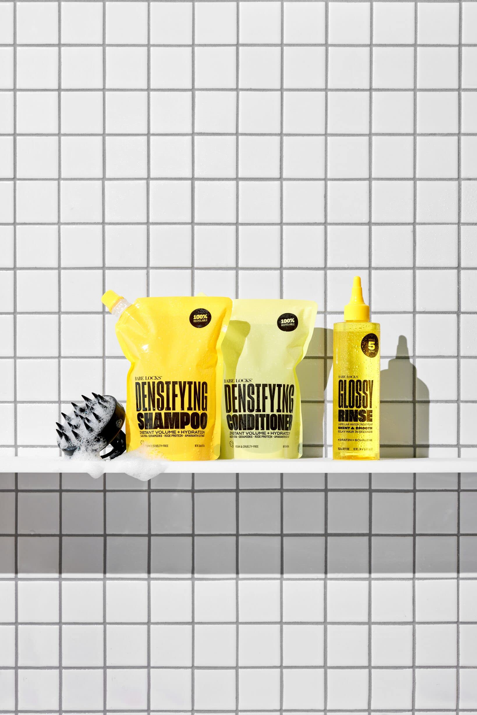 Babe Locks Glossy Rinse after-shower routine supports easier styling with a glossy finish