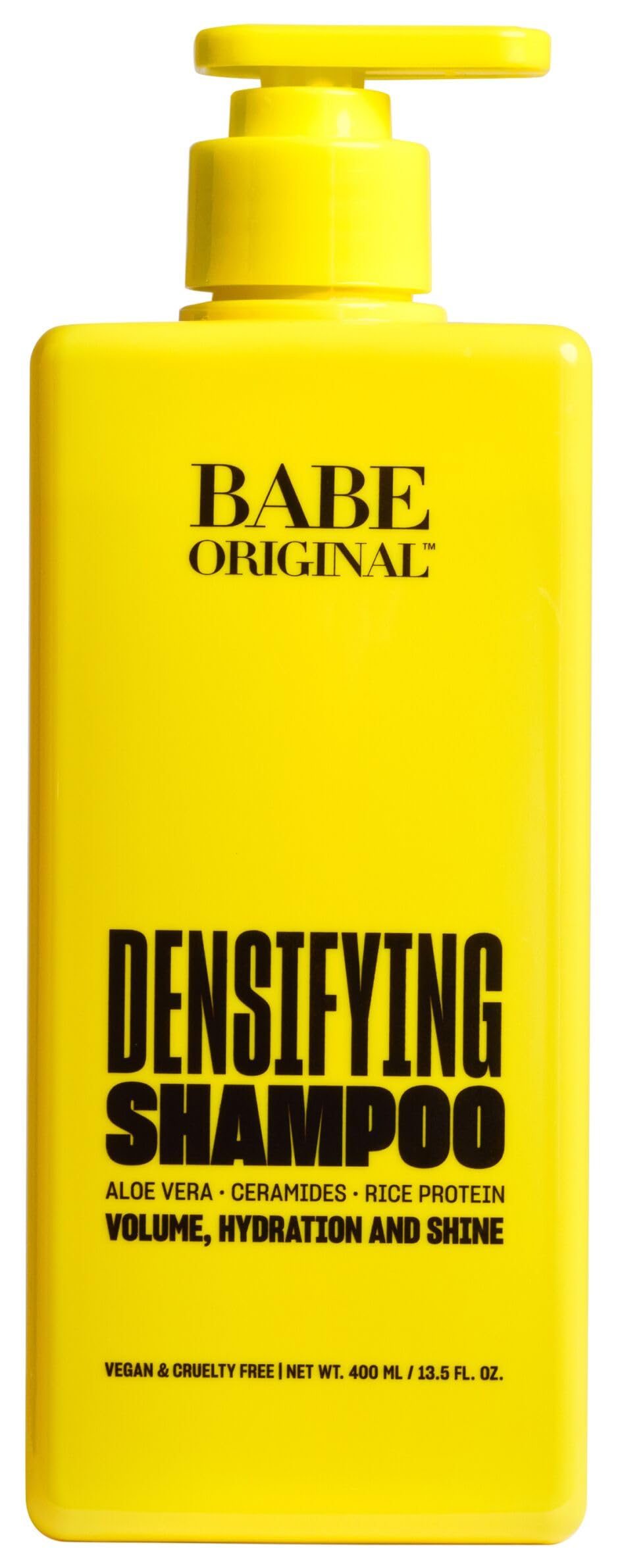 Babe Original Shampoing densifiant en gros plan, promouvant le volume