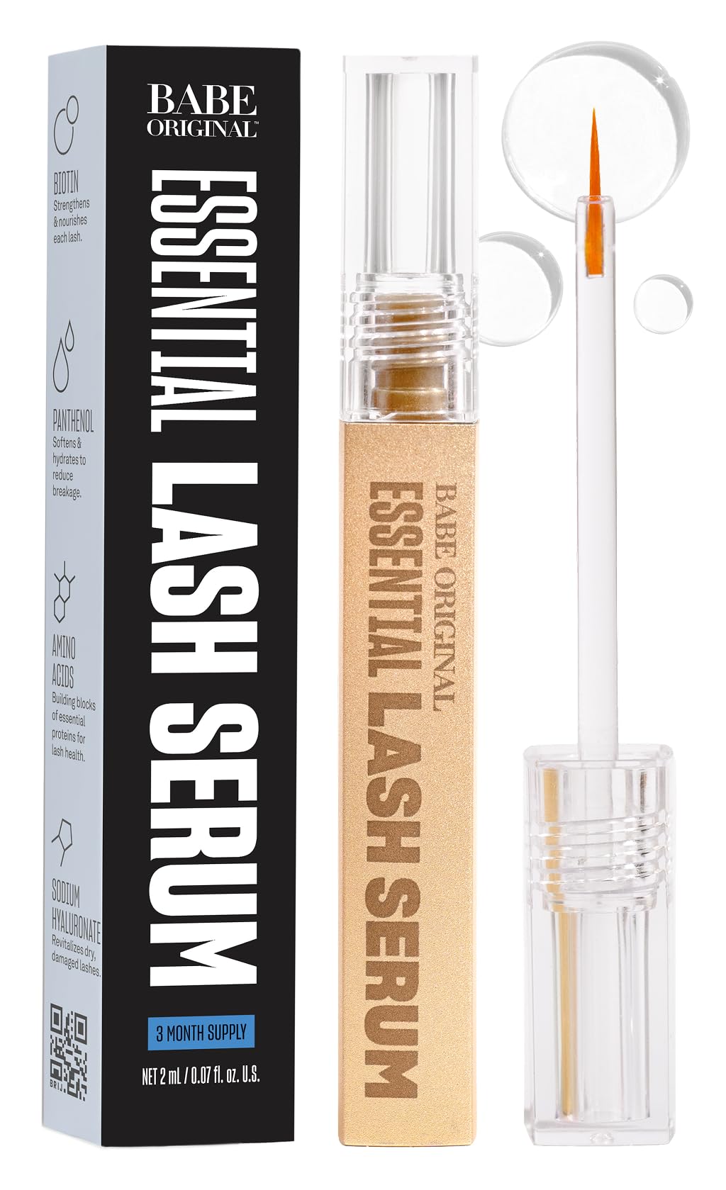 Babe Original Sérum Cils – bouteille raffinée prête pour des cils plus forts.