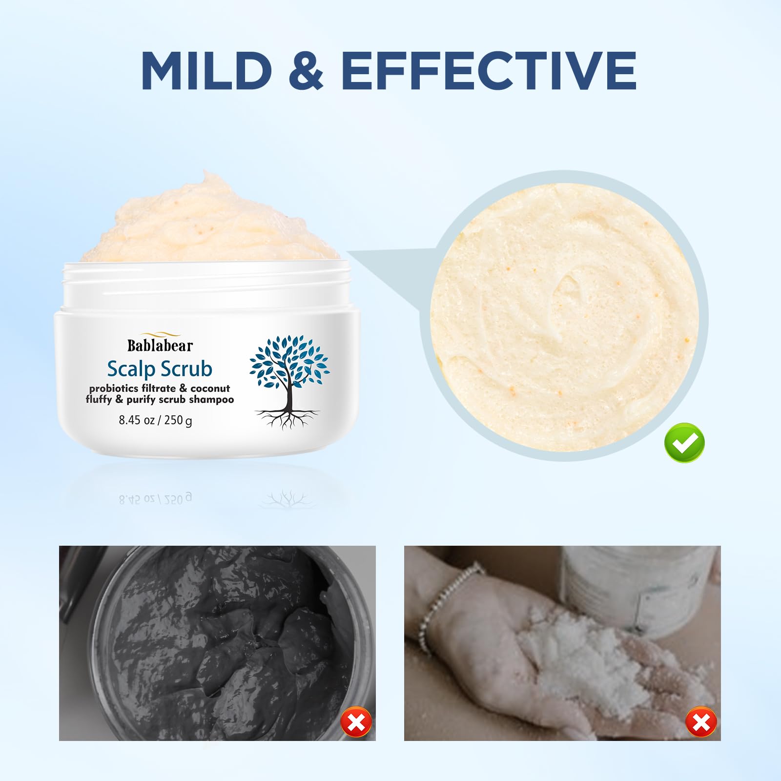 Bablabear Exfoliant Cuir Capillaire – utilisation recommandée 1 à 2 fois par semaine.