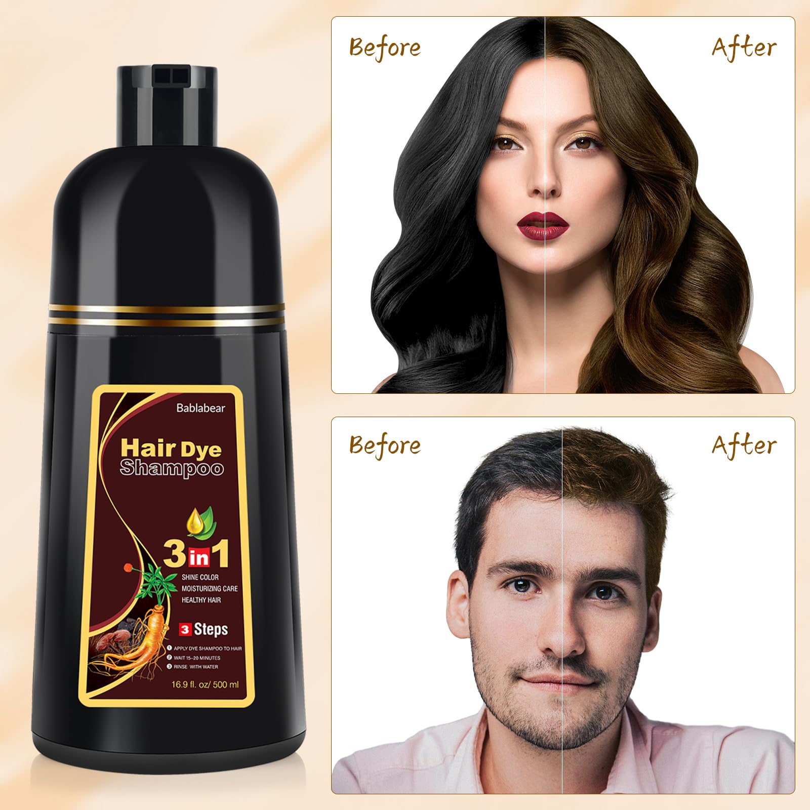 L’application avec le Shampoing-colorant Bablabear brun est rapide et pratique.