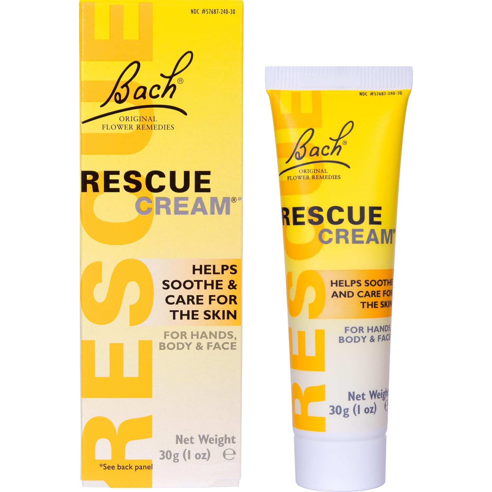 Bach RESCUE Crème visage-apaisement, texture légère et non grasse.