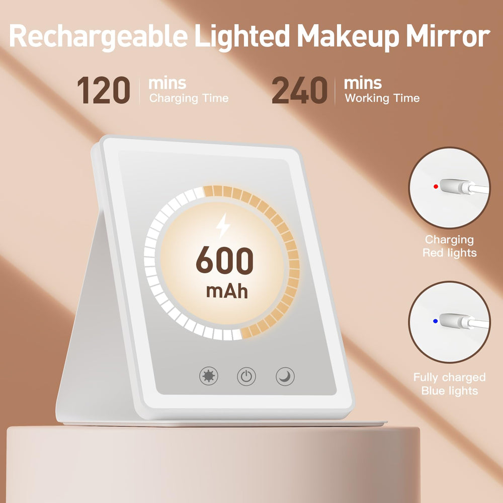 BACK KTCL Miroir LED rechargeable et compact, parfait pour les voyages.