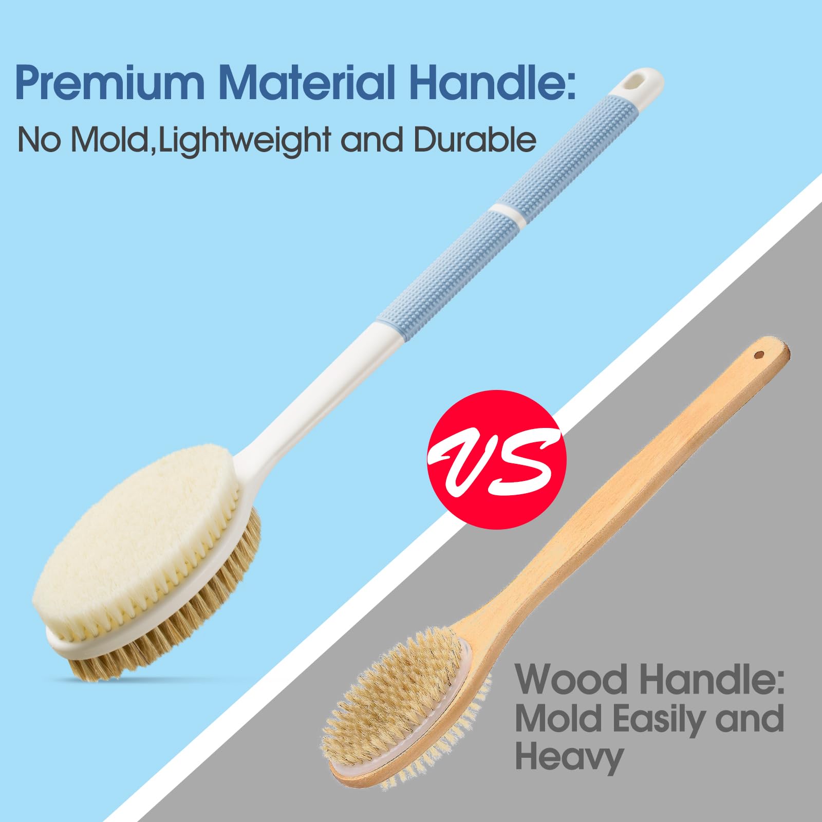 Brosse de dos Backski avec long manche pour atteindre le dos.