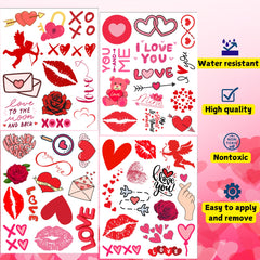 Backtopeia Saint-Valentin rose en tatouage, accessoire décoratif simple à utiliser.
