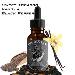 Emballage Badass Beard Care Outlaw, design attrayant évoquant l’esprit western.