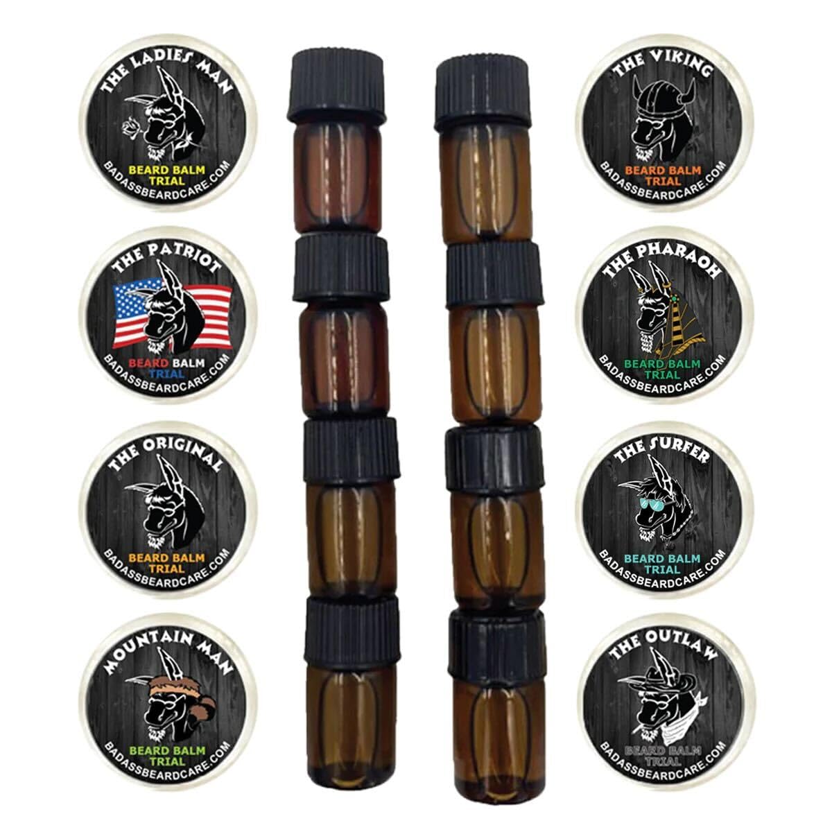 Badass Beard Care Kit d'échantillons pour barbe: testez tous les parfums, parfait voyage et cadeau.