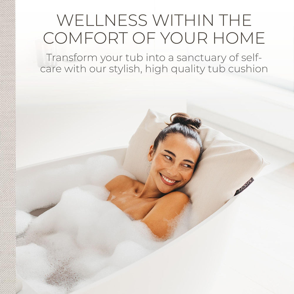 BADESOFA coussin bain luxueux, détail du tissu impermeable, résistante à l’eau
