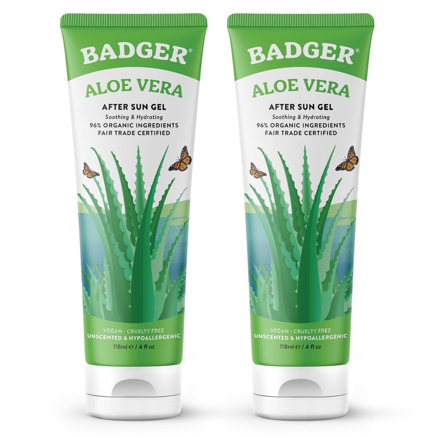 Badger Aloe Vera Gel pour le visage et le corps, application douce et non collante