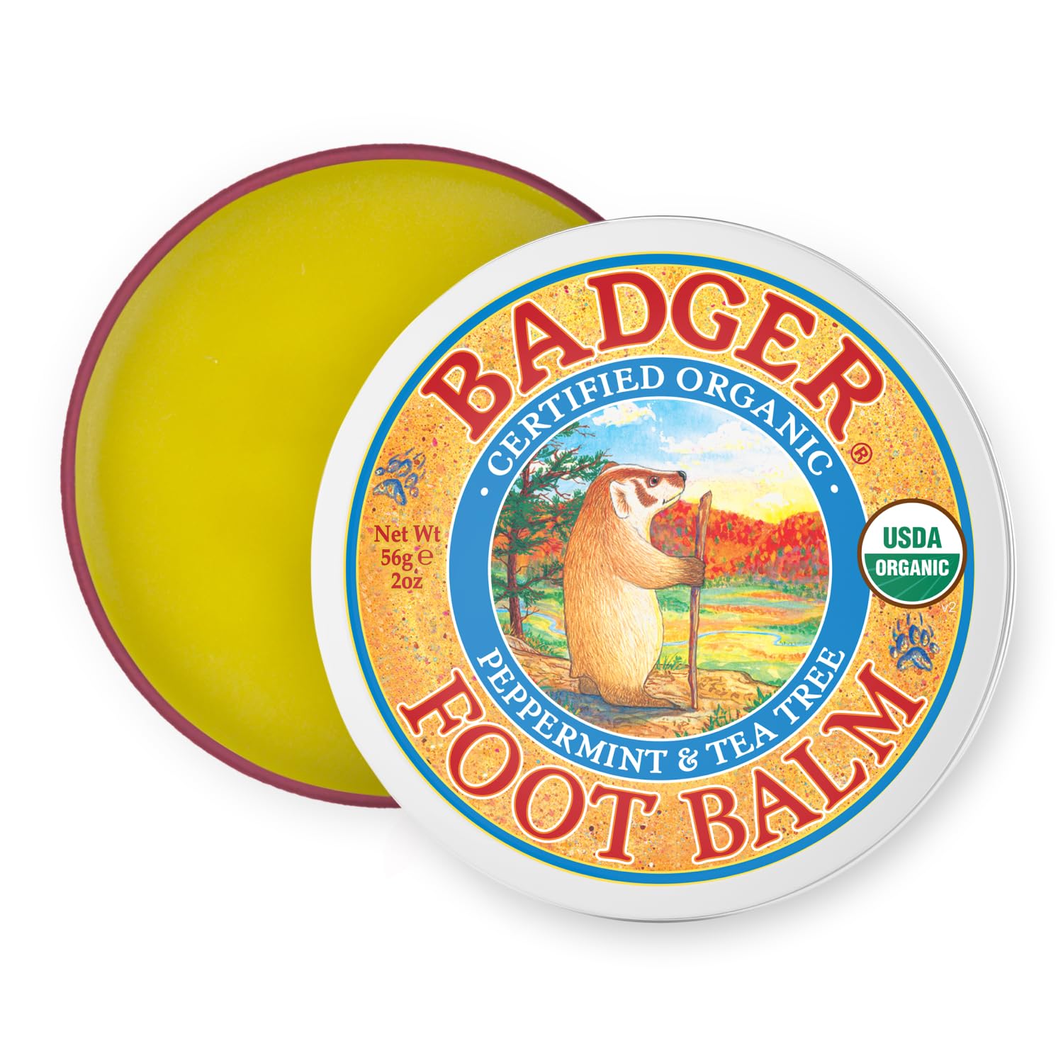 Baume-pieds Badger en boîte métallique 2oz, soin rapide pour peaux sèches