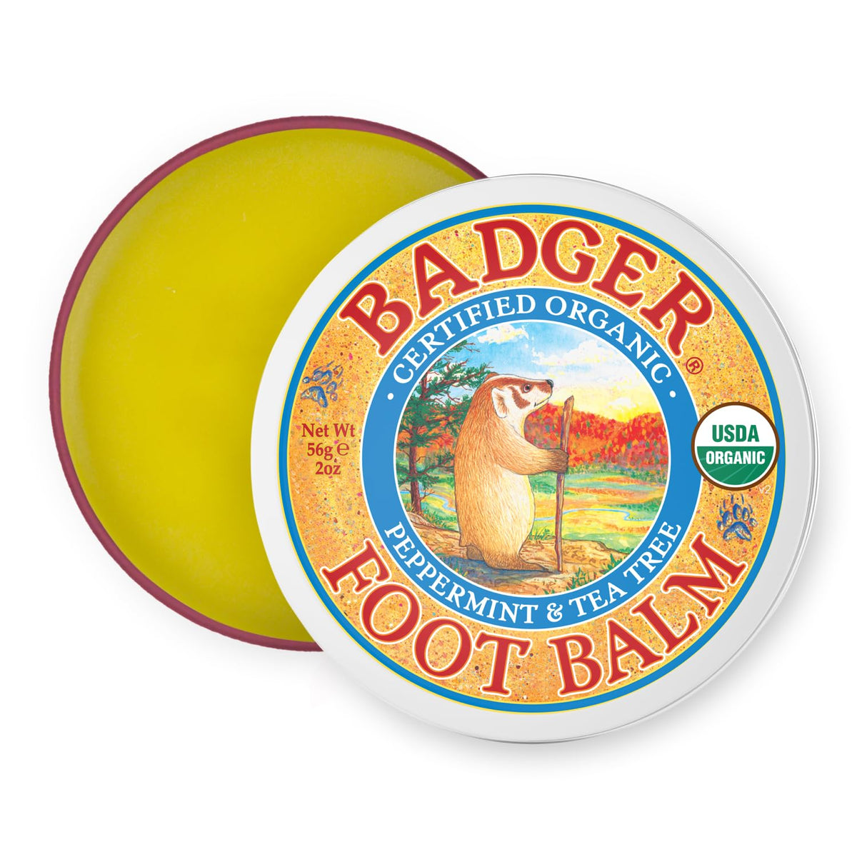 Baume-pieds Badger en boîte métallique 2oz, soin rapide pour peaux sèches