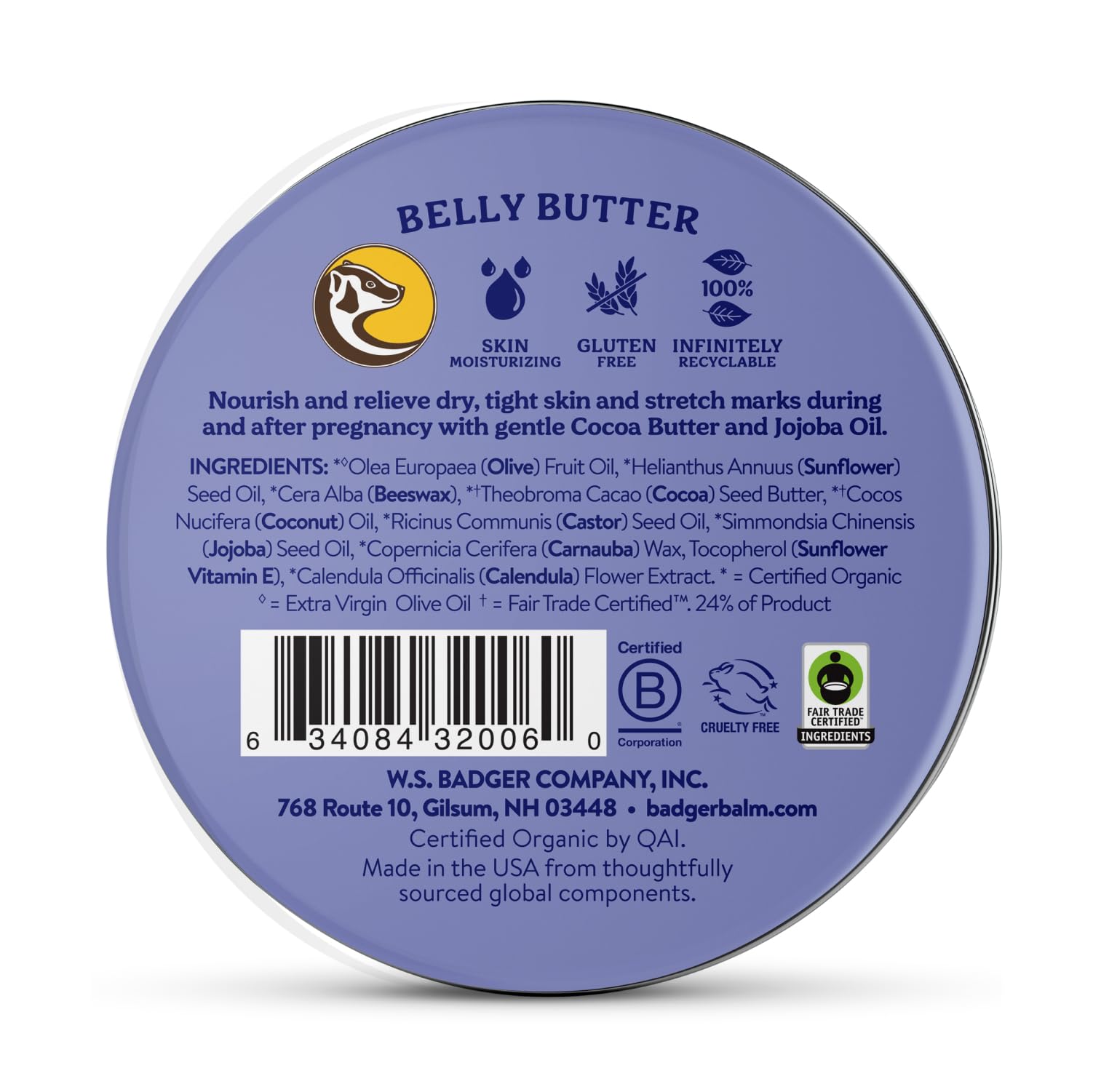Badger Belly Butter – application ciblée sur le ventre, texture riche et absorption rapide.