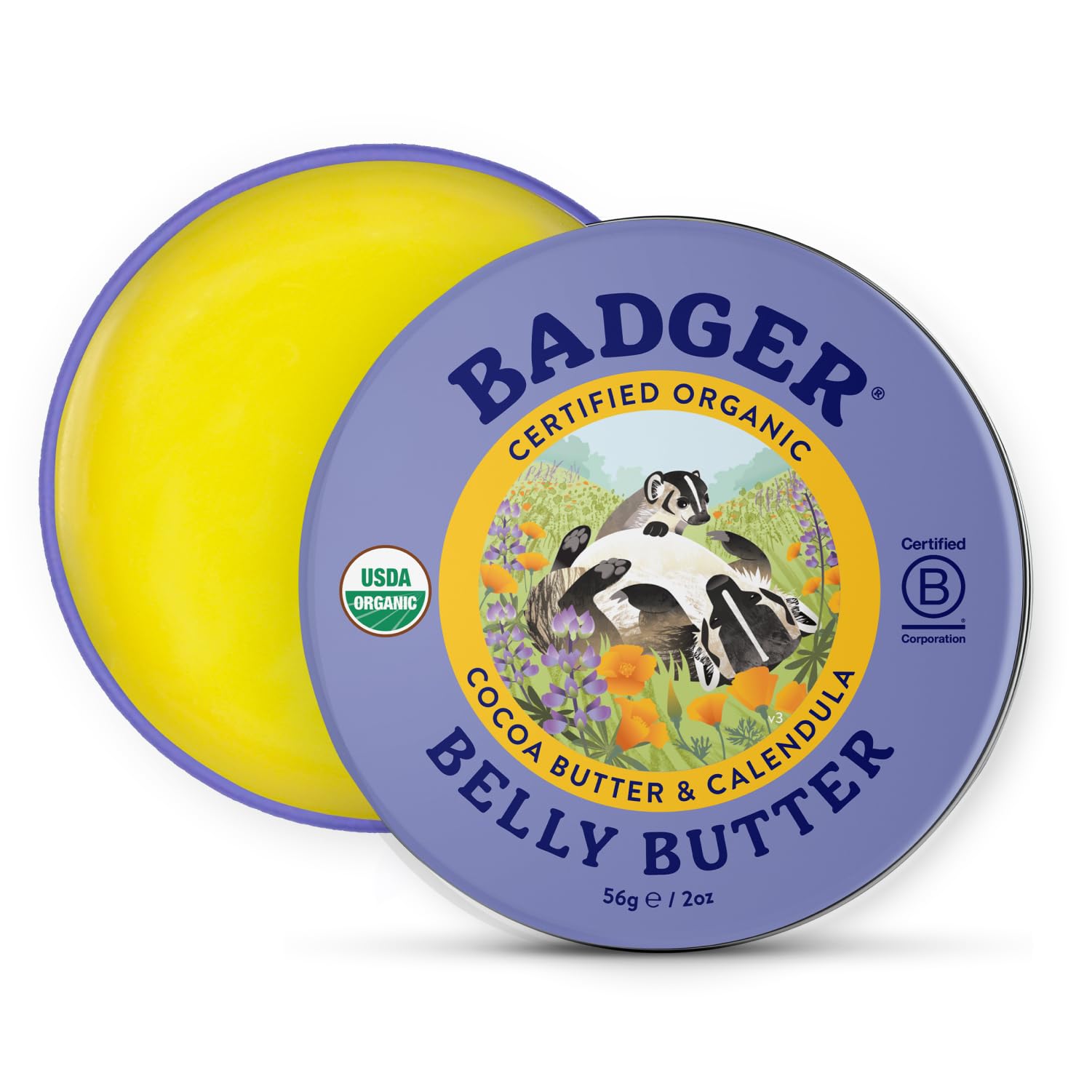 Badger Belly Butter, pot 2 oz pour hydrater le ventre.