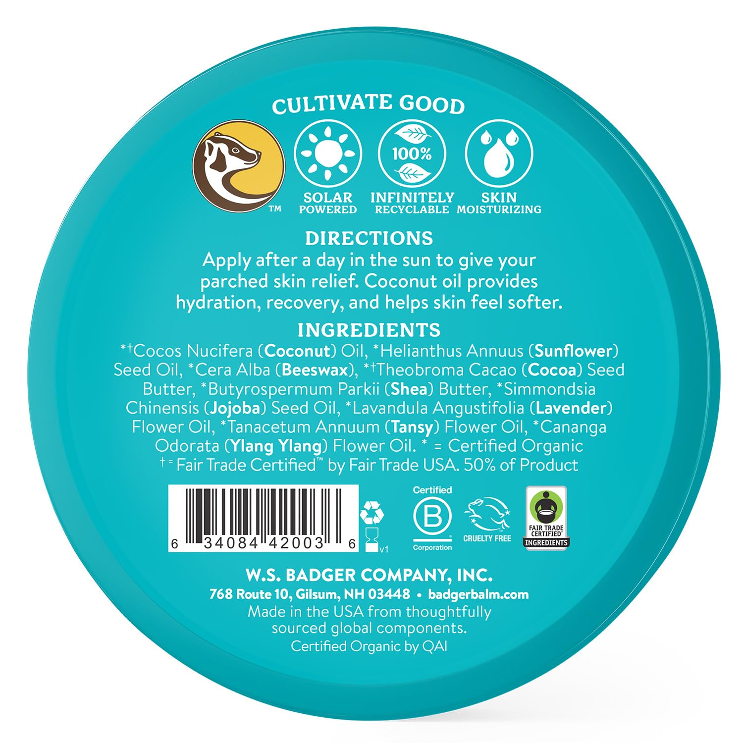 Texture crème tropicale de Badger AfterSun pour peau confortable