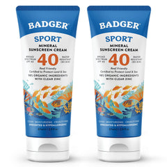 Badger crème solaire minérale respectueuse des récifs SPF 40, bouteille prête pour l’extérieur.