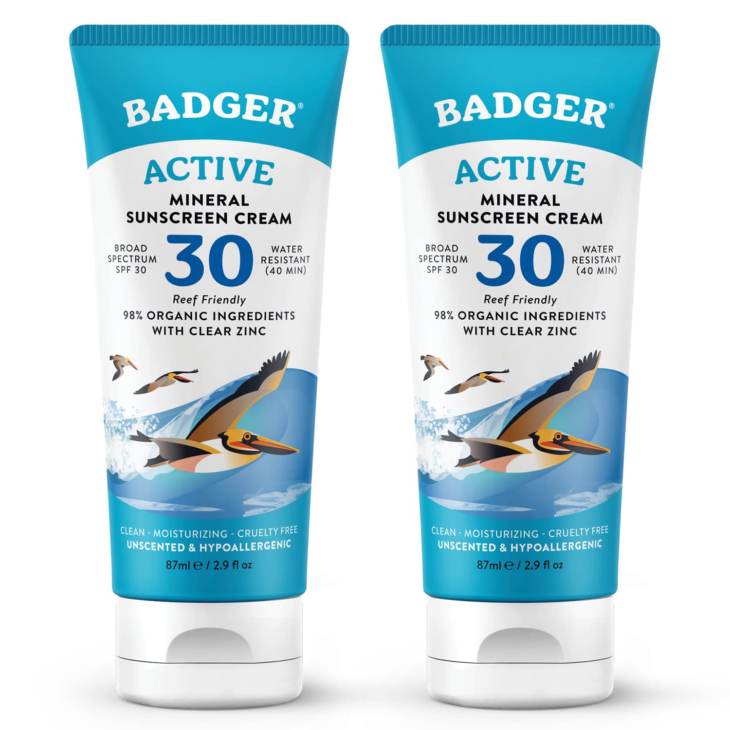 Badger Crème Solaire Minérale SPF 30 — bouteille voyage, protection UVA et UVB fiable.